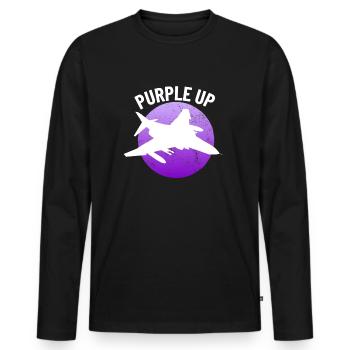 Lila up f4 Phantom Milit�r Kinder Jungen F-4 - Männer Premium Bio Langarmshirt - Schwarz - Vorne - Nico (187cm)