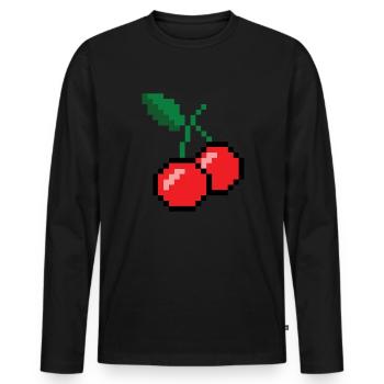 8 -Bit -Kirschen -Vintage Video Game Player Pixel - Männer Premium Bio Langarmshirt - Schwarz - Vorne - Nico (187cm)