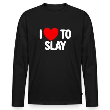 Ich liebe es, M�dchen Motivation zu t�ten, FrauenT - Männer Premium Bio Langarmshirt - Schwarz - Vorne - Nico (187cm)
