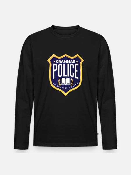 Grammatikpolizeikost�m Halloween Grammatikpolizei - Männer Premium Bio Langarmshirt - Schwarz