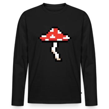 8 -Bit -Pilz -Videospiel Player Pixel Pilz - Männer Premium Bio Langarmshirt - Schwarz - Vorne - Nico (187cm)