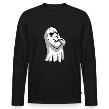 Mad Ghost Halloween Mad Ghost Boo Blatt - Männer Premium Bio Langarmshirt - Schwarz - Vorne - Nico (187cm)