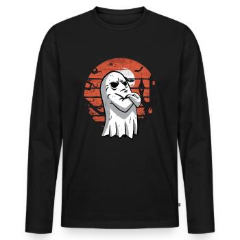 Ghost Halloween Sunset Ghost Halloween Boo Blatt - Männer Premium Bio Langarmshirt - Schwarz - Vorne - Nico (187cm)