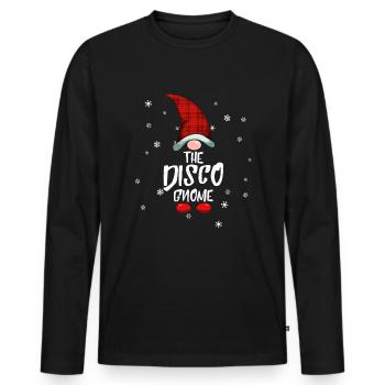 Disco Gnome Family Christmas Pyjama Disco Gnome - Männer Premium Bio Langarmshirt - Schwarz - Vorne - Nico (187cm)