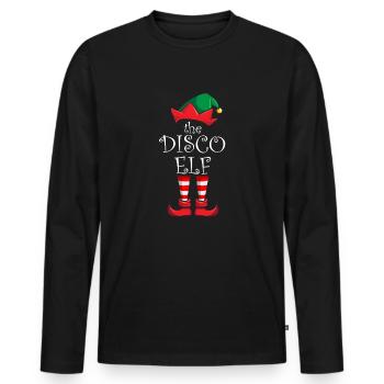 Disco elf passende Familie Weihnachtspyjama Elf - Männer Premium Bio Langarmshirt - Schwarz - Vorne - Nico (187cm)