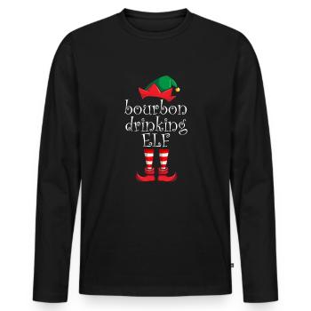Bourbon trinken Elf Family WeihnachtspyjamaBourbon - Männer Premium Bio Langarmshirt - Schwarz - Vorne - Nico (187cm)