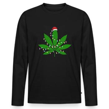 Marihuana Weihnachtsbaum Marihuana Blatt Weihnacht - Männer Premium Bio Langarmshirt - Schwarz - Vorne - Nico (187cm)