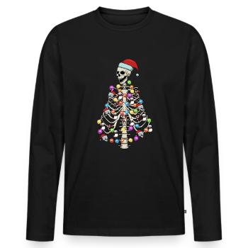 Skelett Weihnachtsbaumsch�del gruselig Weihnachten - Männer Premium Bio Langarmshirt - Schwarz - Vorne - Nico (187cm)