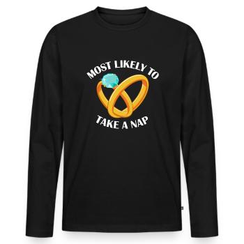 Machen Sie h�chstwahrscheinlich ein Nickerchen lus - Männer Premium Bio Langarmshirt - Schwarz - Vorne - Nico (187cm)