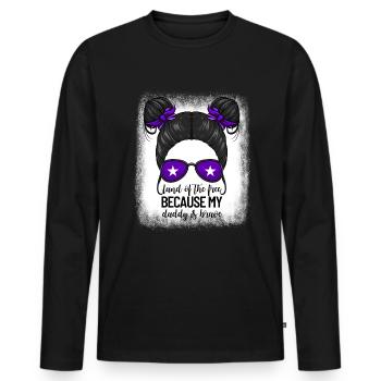 Terre de liberté, parce que mon père est courageux - T-shirt manches longues Premium bio Homme - noir - Devant - Nico (187cm)
