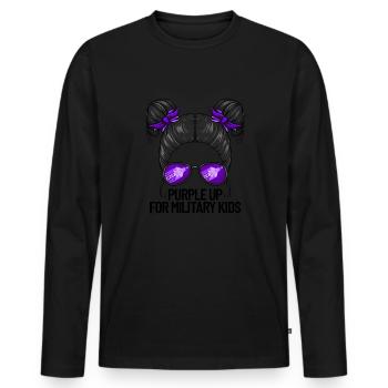 Violet pour les enfants militaires Fille violette sur - T-shirt manches longues Premium bio Homme - noir - Devant - Nico (187cm)