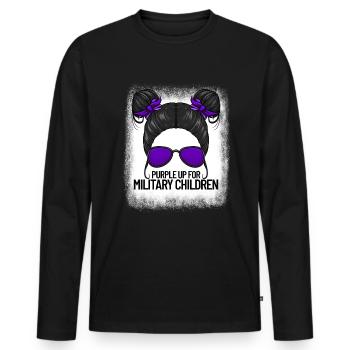 Violet pour les enfants militaires Fille violette sur - T-shirt manches longues Premium bio Homme - noir - Devant - Nico (187cm)