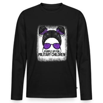 Purple for military cheetahs purple - Men's Premium Organic Long Sleeve Shirt - black - Front - Nico (187cm)