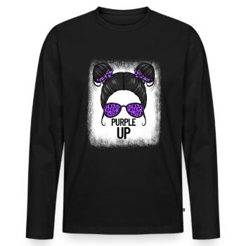 Purple up Cheetah Print Mois de l’enfant militaire - T-shirt manches longues Premium bio Homme - noir - Devant - Nico (187cm)