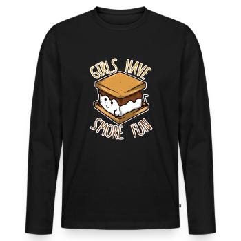 M�dchen haben S'more Spa� S'Mores Marshmallow Smor - Männer Premium Bio Langarmshirt - Schwarz - Vorne - Nico (187cm)