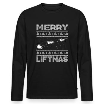 Merry Liftmas Chinook Hubschrauber H�ssliches Weih - Männer Premium Bio Langarmshirt - Schwarz - Vorne - Nico (187cm)