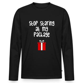H�r auf, auf meine Paket -Weihnachtsschwangerschaf - Männer Premium Bio Langarmshirt - Schwarz - Vorne - Nico (187cm)