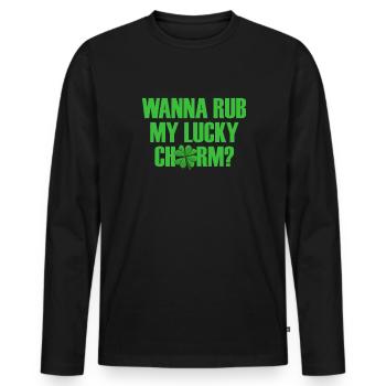 Willst du meinen gl�cklichen Charme M�nner St. Pat - Männer Premium Bio Langarmshirt - Schwarz - Vorne - Nico (187cm)