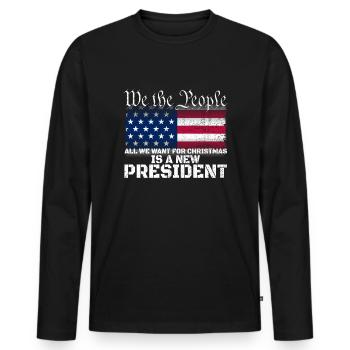 Wir, die Leute wollen zu Weihnachten einen neuen P - Männer Premium Bio Langarmshirt - Schwarz - Vorne - Nico (187cm)