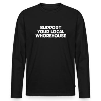 Unterst�tzen Sie Ihr lokales Horehouse - Männer Premium Bio Langarmshirt - Schwarz - Vorne - Nico (187cm)