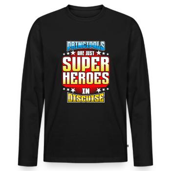 Schulleiter sind nur Superhelden in Verkleidung - Männer Premium Bio Langarmshirt - Schwarz - Vorne - Nico (187cm)