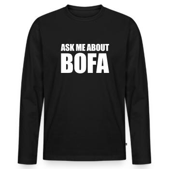 Fragen Sie mich nach Bofa Funny Men's Deez Nuts Bo - Männer Premium Bio Langarmshirt - Schwarz - Vorne - Nico (187cm)