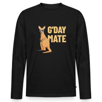 G'day Mate Kangaroo Aussie Australia Roo Gday Kump - Männer Premium Bio Langarmshirt - Schwarz - Vorne - Nico (187cm)