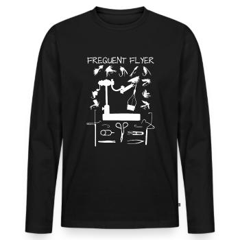 H�ufiger Flyer lustiger Angler Fischer Fliegenfisc - Männer Premium Bio Langarmshirt - Schwarz - Vorne - Nico (187cm)