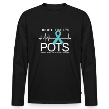 Lassen Sie es so fallen wie es ist POTS -Syndrom - Männer Premium Bio Langarmshirt - Schwarz - Vorne - Nico (187cm)