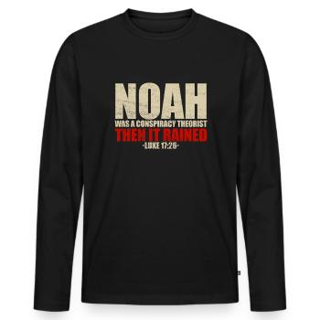 Noah Verschw�rungstheoretiker dann regnete er Luka - Männer Premium Bio Langarmshirt - Schwarz - Vorne - Nico (187cm)