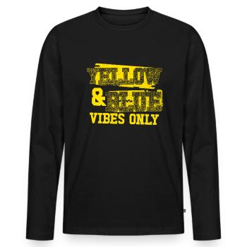 Gelbe und blaue Vibes nur Sportmannschaft M�nner - Männer Premium Bio Langarmshirt - Schwarz - Vorne - Nico (187cm)