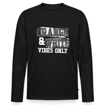 Orange und wei�e Stimmung nur SportlerTeamfarben S - Männer Premium Bio Langarmshirt - Schwarz - Vorne - Nico (187cm)