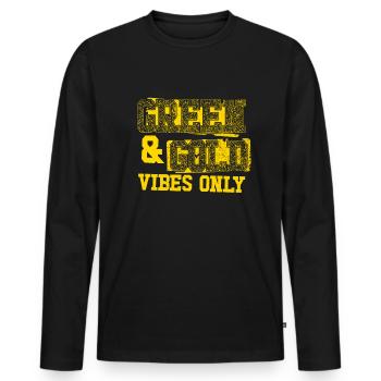Gr�ne und goldene Vibes nur Sportmannschaft M�nner - Männer Premium Bio Langarmshirt - Schwarz - Vorne - Nico (187cm)