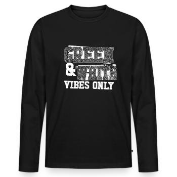 Gr�ne und wei�e Stimmung nur SportlerTeamfarben Ho - Männer Premium Bio Langarmshirt - Schwarz - Vorne - Nico (187cm)