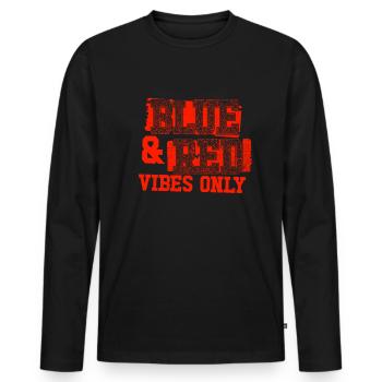 Blaue und rote Stimmung nur Sportmannschaft M�nner - Männer Premium Bio Langarmshirt - Schwarz - Vorne - Nico (187cm)