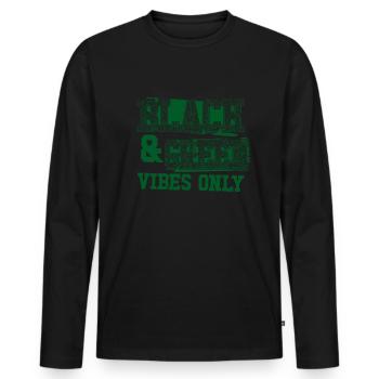 Schwarze und gr�ne Vibes nur Sportmannschaft M�nne - Männer Premium Bio Langarmshirt - Schwarz - Vorne - Nico (187cm)