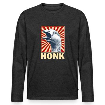 Honk Funny Gans Game Animal Meme Gans - Männer Premium Bio Langarmshirt - Anthrazit meliert - Vorne - Nico (187cm)
