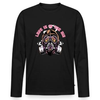 Liebe ist in der Luftgasmaske Prepper -Valentines - Männer Premium Bio Langarmshirt - Schwarz - Vorne - Nico (187cm)