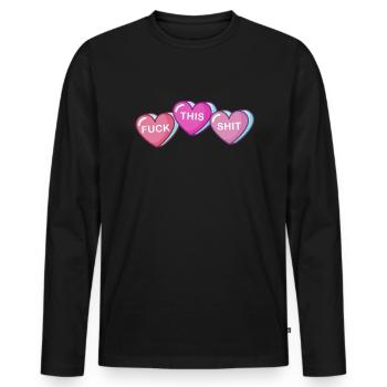Fick diese Schei�e Anti Valentine gebrochenes Herz - Männer Premium Bio Langarmshirt - Schwarz - Vorne - Nico (187cm)