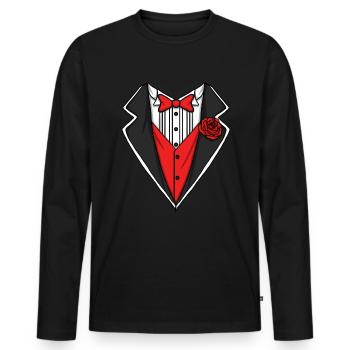 Tuxedo Kost�m Lazy Halloween Red Boys Tuxedo - Männer Premium Bio Langarmshirt - Schwarz - Vorne - Nico (187cm)