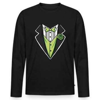 Tuxedo Kost�m Lazy Halloween Green Boys Tuxedo - Männer Premium Bio Langarmshirt - Schwarz - Vorne - Nico (187cm)