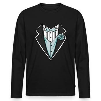 Tuxedo Kost�m Lazy Halloween Blue Boys Tuxedo - Männer Premium Bio Langarmshirt - Schwarz - Vorne - Nico (187cm)