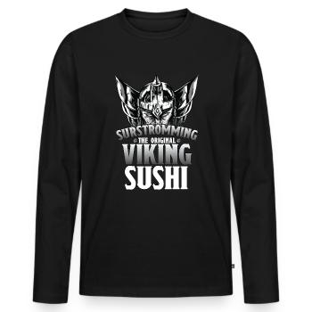 Surstrommierter Viking Sushi Schwedisches Essen - Männer Premium Bio Langarmshirt - Schwarz - Vorne - Nico (187cm)