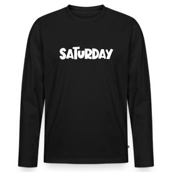 Samstag der Woche minimalistischer lustiger Samsta - Männer Premium Bio Langarmshirt - Schwarz - Vorne - Nico (187cm)