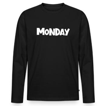 Montag der Woche minimalistischer lustiger Montag - Männer Premium Bio Langarmshirt - Schwarz - Vorne - Nico (187cm)