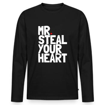 Mr Steal Ihr Herz Kleinkind Valentines Outfit Jung - Männer Premium Bio Langarmshirt - Schwarz - Vorne - Nico (187cm)