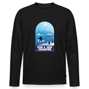 Verstecken Sie den Champion Bigfoot Antarctica Big - Männer Premium Bio Langarmshirt - Schwarz - Vorne - Nico (187cm)