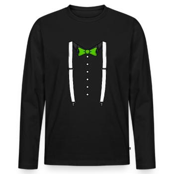 Gr�ne Fliege Krawatte Hosentr�ger Cummerbund Tuxed - Männer Premium Bio Langarmshirt - Schwarz - Vorne - Nico (187cm)