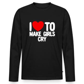 Ich liebe es, M�dchen zum Weinen von Kleinkind -Va - Männer Premium Bio Langarmshirt - Schwarz - Vorne - Nico (187cm)