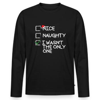 �nes Naughty Ich war nicht das einzige lustige - Männer Premium Bio Langarmshirt - Schwarz - Vorne - Nico (187cm)